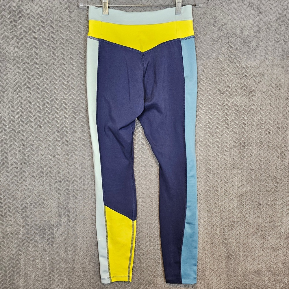 Nike Dri-FIT Womens Colorblock Leggings‎ Navy Blue Yellow Athletic Tights Small - Picture 7 of 11